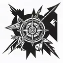 compass and arrow  tattoo design idea