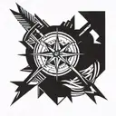compass and arrow  tattoo design idea