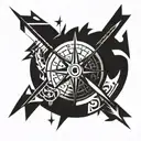 compass and arrow  tattoo design idea