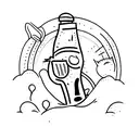 Cat drinking wine tattoo design idea