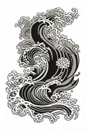 Japanese wave and swirl tattoo design idea
