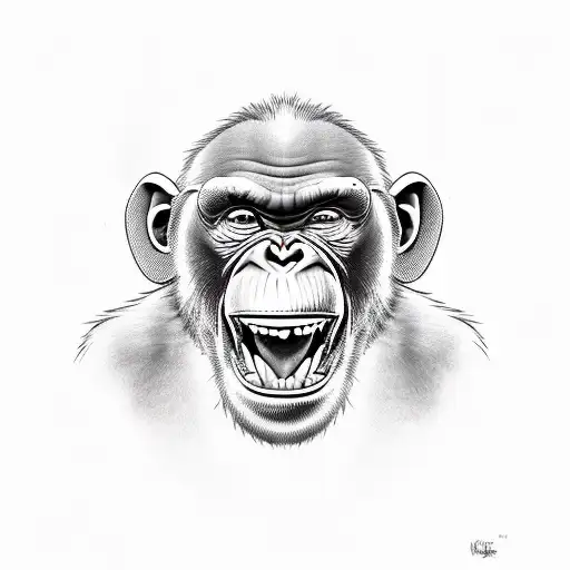 angry chimpanzee holding gun tattoo design idea