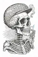 skeleton smoking cigarette tattoo design idea