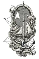 anchor, sail boat sailing tattoo design idea