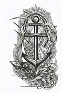 anchor, sail boat sailing tattoo design idea