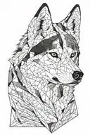 husky face with geometric scetch tattoo design idea