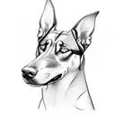 Doberman and husky face with geometric  sketch  tattoo design idea