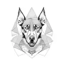 Doberman and husky face with geometric  sketch  tattoo design idea