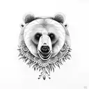 Bear traveling over a mountain with black eyed susans tattoo design idea