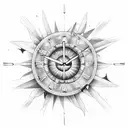 broken clock with pieces falling apart and memento mori and memento vivere and a sun dial in 3d tattoo design idea