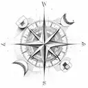 3d compass  tattoo design idea