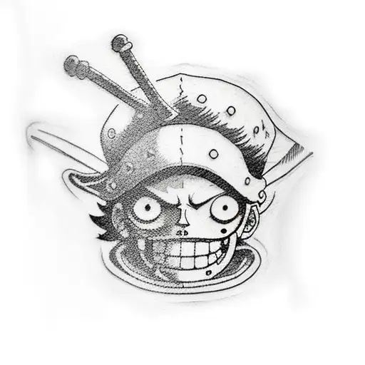 A "One Piece" themed tattoo, where the characteristics of each member of the Strawhat Crew is present. tattoo design idea