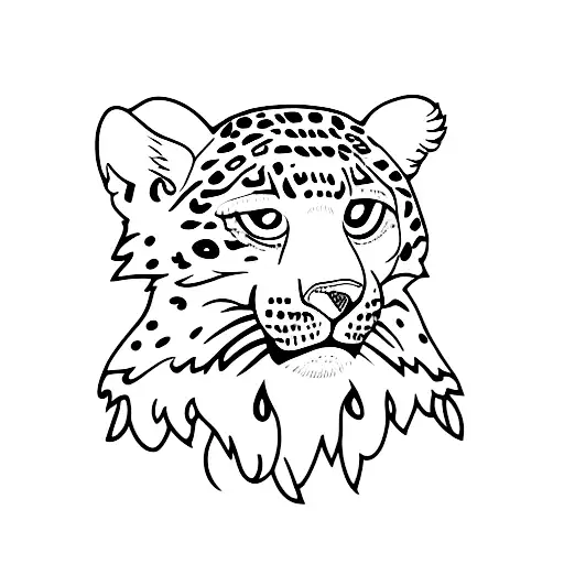 full body jaguar with leves tattoo design idea