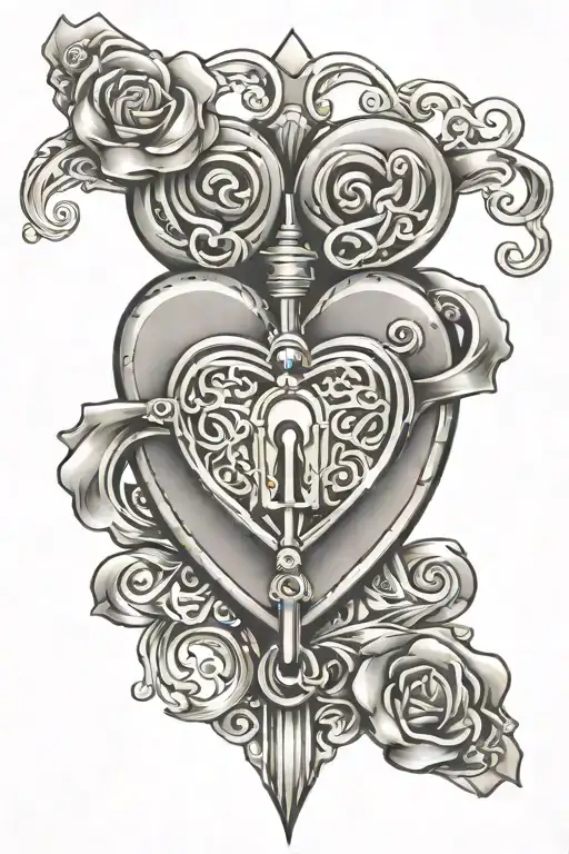 infinity heart shaped lock tattoo design idea