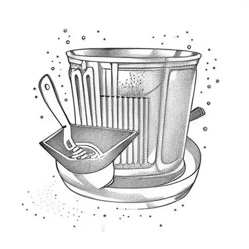 A tattoo design combining cooking utensils and learning symbols, with a hidden message in a foreign language tattoo design idea
