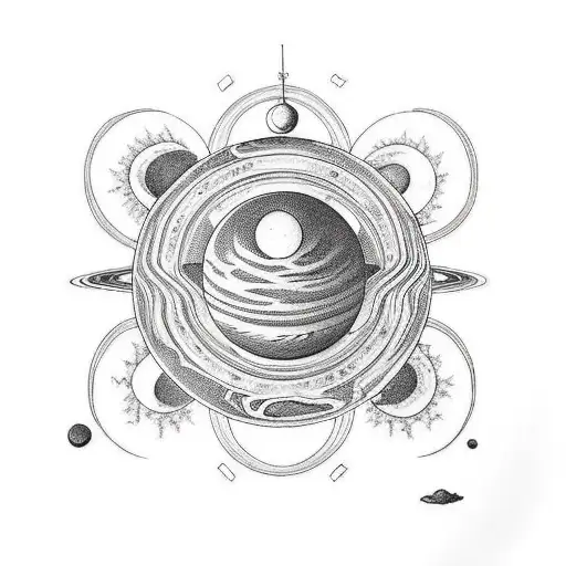 planet saturn with subtle Capricorn goat tattoo design idea