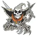 jack skeleton holding oogie boogie with knife tattoo design idea