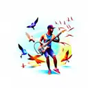 Electric guitar with birds tattoo design idea