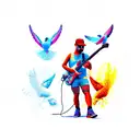 Electric guitar with birds tattoo design idea