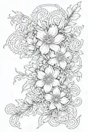  flower tendrils crawling tattoo design idea