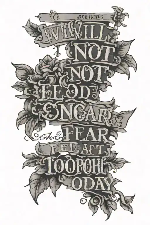quote I will not and do not fear tomorrow because I feel today has been enough  tattoo design idea