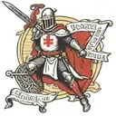 knights Templar with sword and writing saying he who kneels before god can stand before anyone tattoo design idea