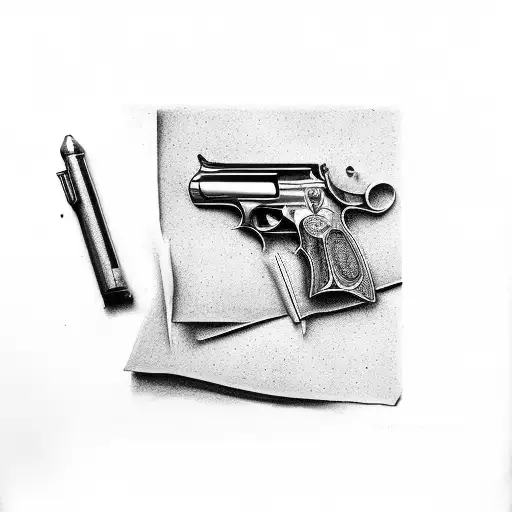 smith and Wesson gun with rr on the handle tattoo design idea