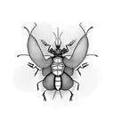 cockroach whit distopic future background tattoo design idea