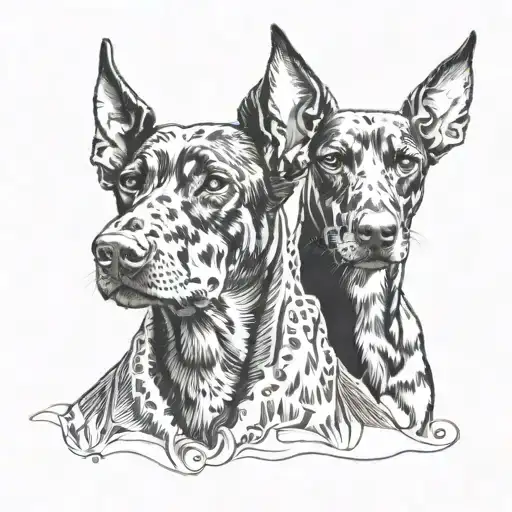 two dobermans with an oscar tattoo design idea