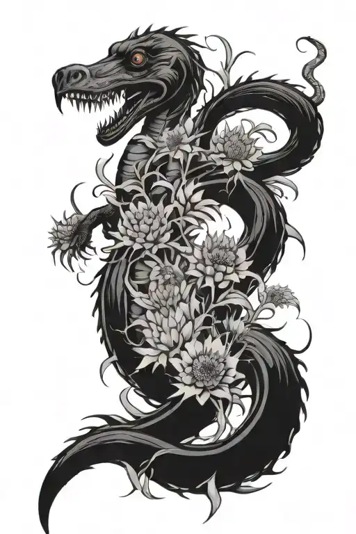 Loch Ness monster AND thistles tattoo design idea