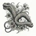 Loch Ness Monster and thistle flower tattoo design idea