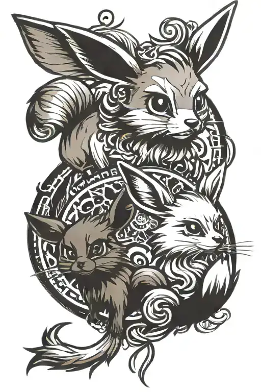 Eevee and Evolutions tattoo design idea