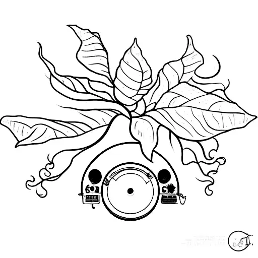 A witchy plant growing out of a vintage record player tattoo design idea