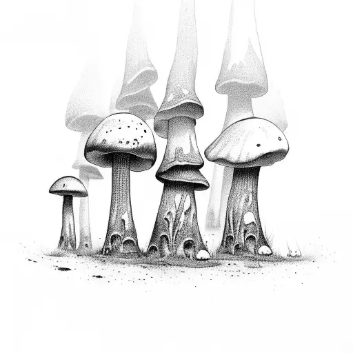 A mushroom forest with a gothic twist tattoo design idea