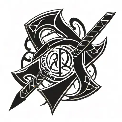 times rune inscribed ax set tattoo design idea