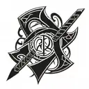 times rune inscribed ax set tattoo design idea