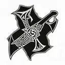 times rune inscribed ax set tattoo design idea