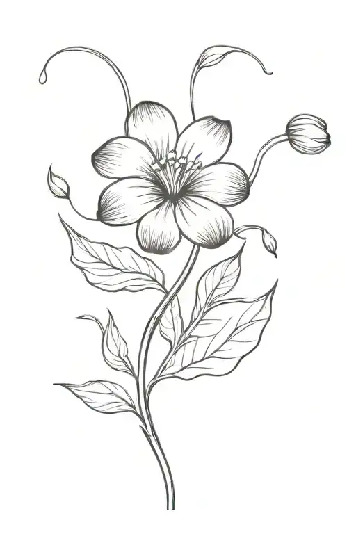 full stem flower. the petals should spell Dodo tattoo design idea