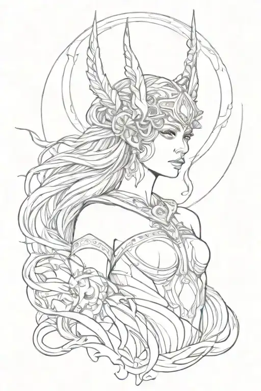 artemis fineline godess tattoo design idea