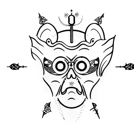 A tattoo design combining symbols of philosophy and psychology with a loner theme tattoo design idea