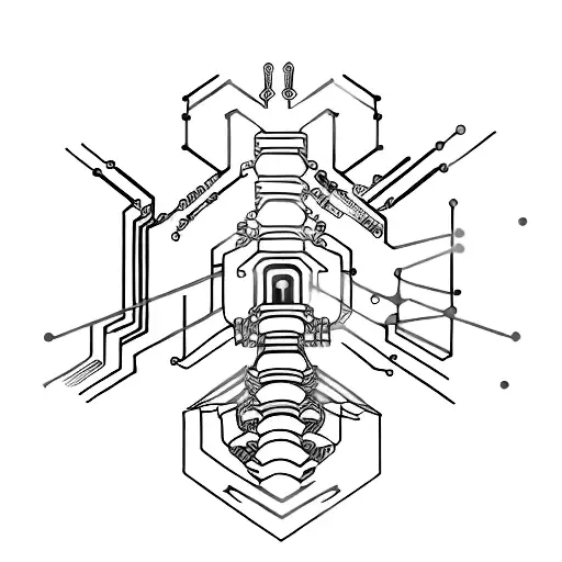 Technology-based, cybersecurity-based, or circuit-based spinal tattoo tattoo design idea