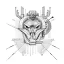 Technology-based, cybersecurity-based, or circuit-based spinal tattoo tattoo design idea