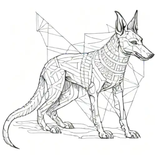 anubis with whippet face  tattoo design idea