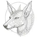 anubis with whippet face  tattoo design idea