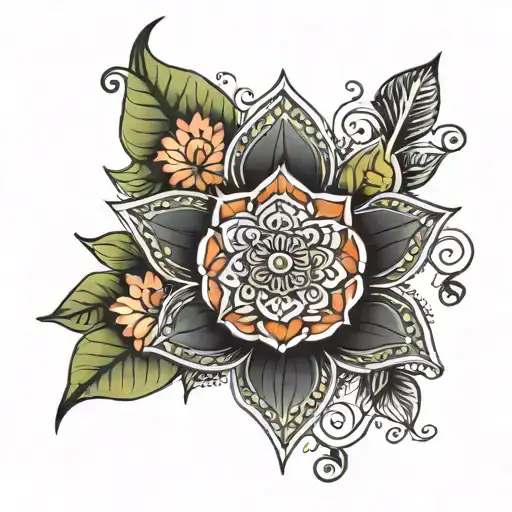 mandala and lotus flower tattoo design idea