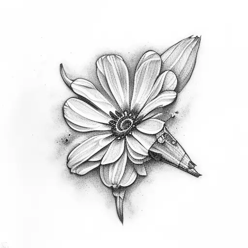 delphinium and daisy tattoo design idea
