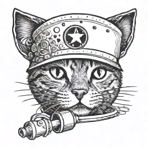 A nurse's cap adorned with cat ears and a coffee cup tattoo design idea