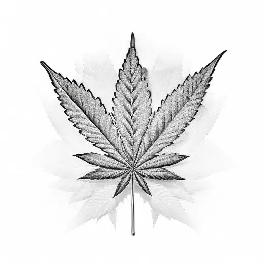 A new-school style marijuana leaf with musical notes as the veins tattoo design idea