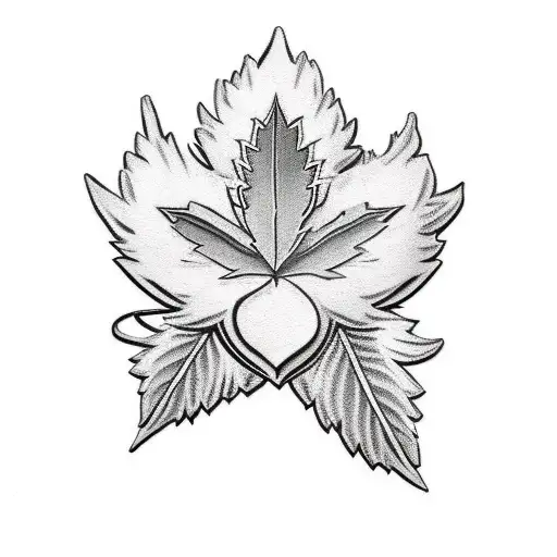 A traditional style boxing gloves with a heart-shaped marijuana leaf in the center tattoo design idea