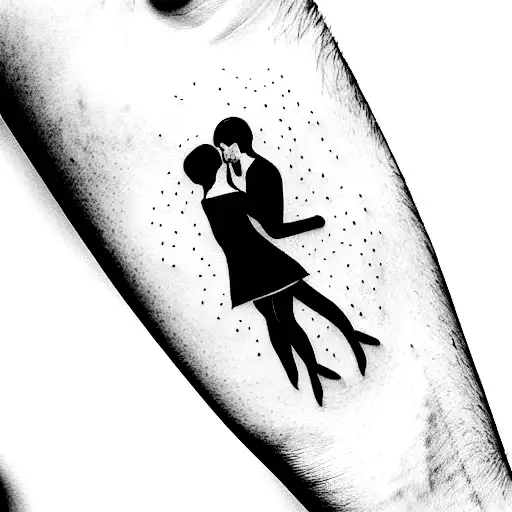 two people hugging  tattoo design idea